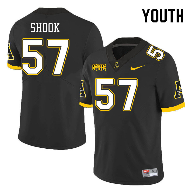 Youth #57 Austin Shook Appalachian State Mountaineers College Football Jerseys Stitched Sale-Black